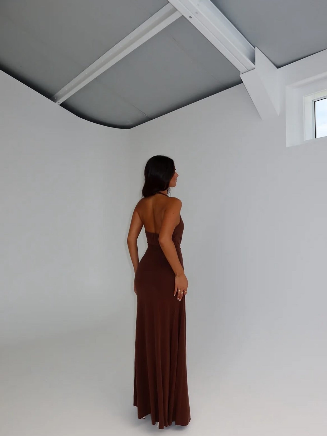 Jennifer Cupro maxi dress - cedar brown